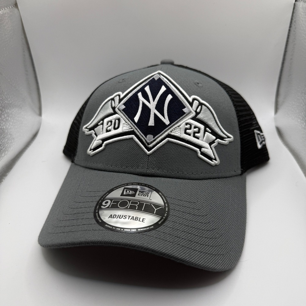 New Era 9FORTY New York Yankees 2022 Postseason MLB‎ Trucker Hat Grey Black